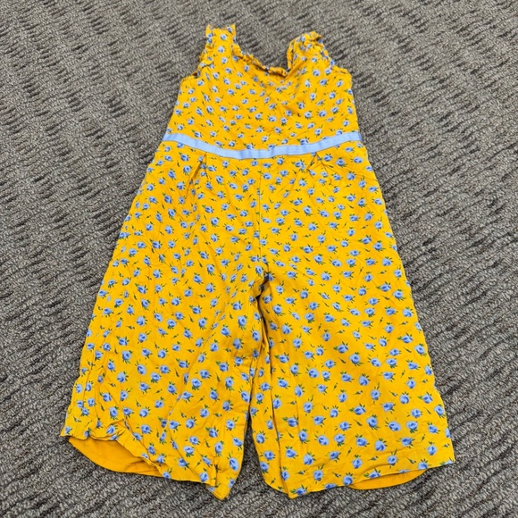 Janie and Jack Yellow with Blue Floral Jumpsuit - Picture 1 of 5